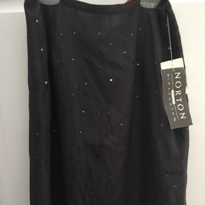 NEW Norton Mcnaughton silk skirt sequins gray black 10 p knee length